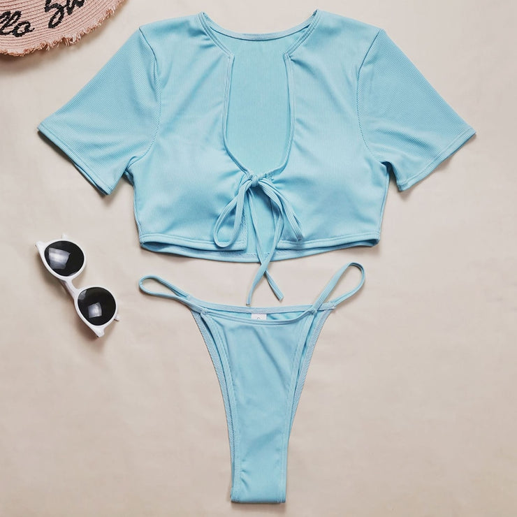 Light Blue Short Sleeve Bikini